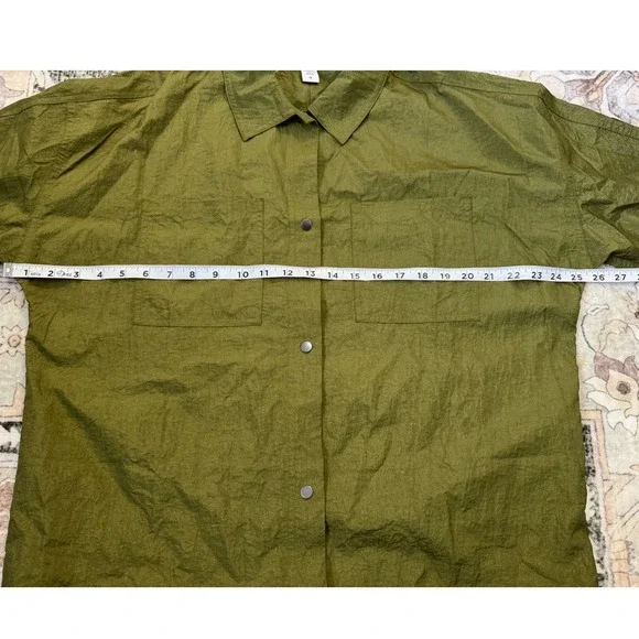 Athleta Green Nylon Utility Jacket Shirt Oversized Relaxed Fit Medium Athleisure - Picture 6 of 12